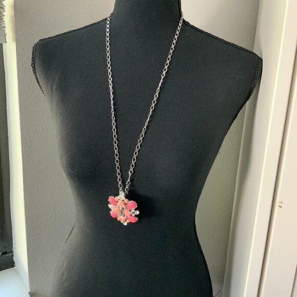 Lia Sophia Pink & Peach Rhinestone Enamel Pendant or Brooch Pin - Picture 3 of 7